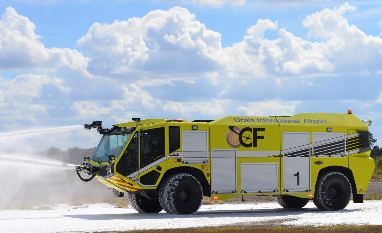 Ocala firefighters mastering cutting-edge aircraft firefighting apparatus