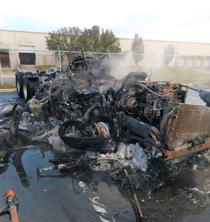 Ocala firefighters battle early morning blaze that destroys semi-truck