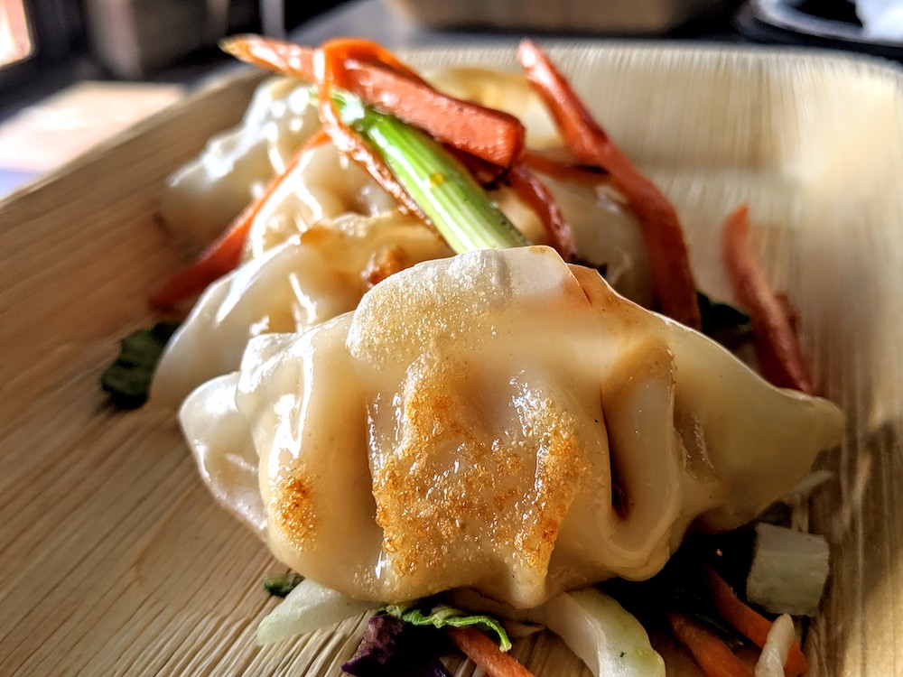 Pot stickers are another favorite on the menu at Big Hammock Brewery