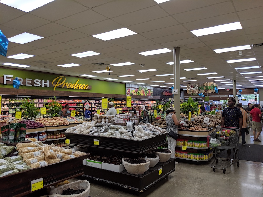 The fresh produce section has been updated with new colors and a new layout