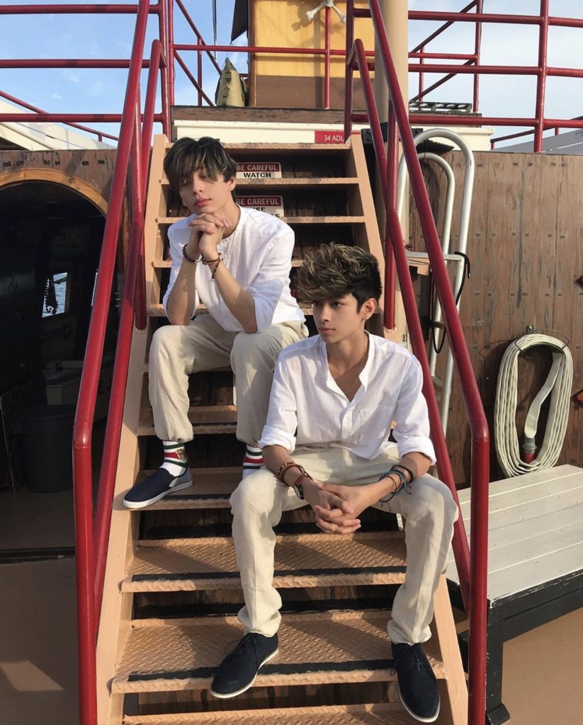 Oliver Moy and Sebastian Moy on Salty Sam’s Cruise Ship during the filming ...