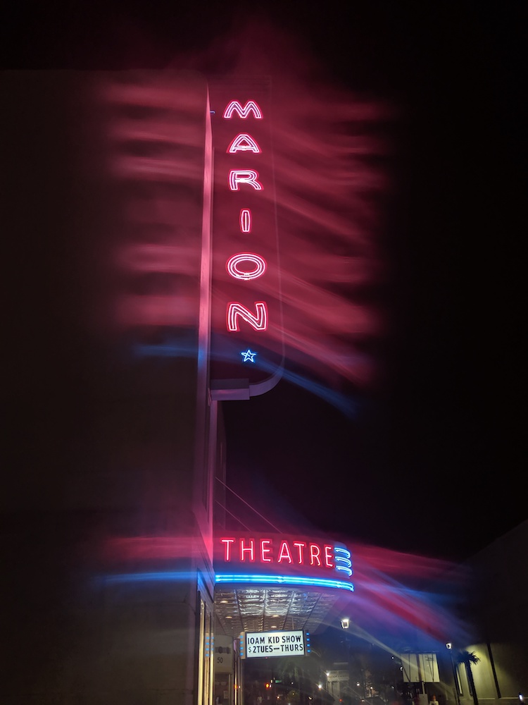 Marion Theatre after dark