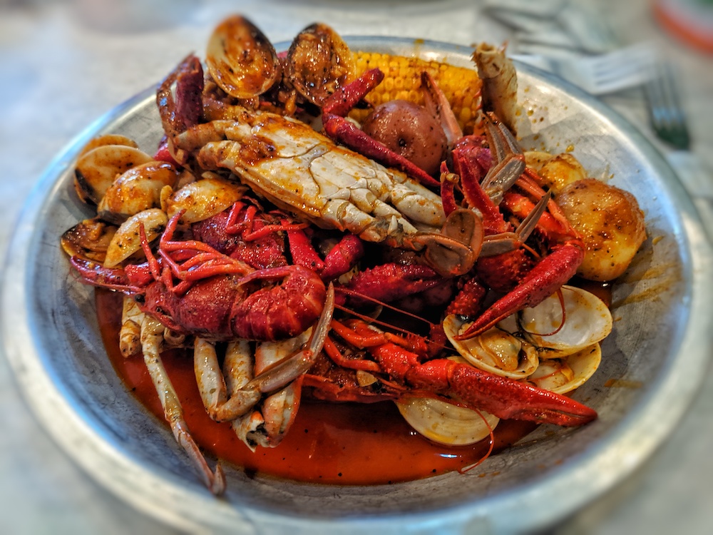 Crab, crawfish, and oysters are some of the many seafood options at Red Crab in Ocala