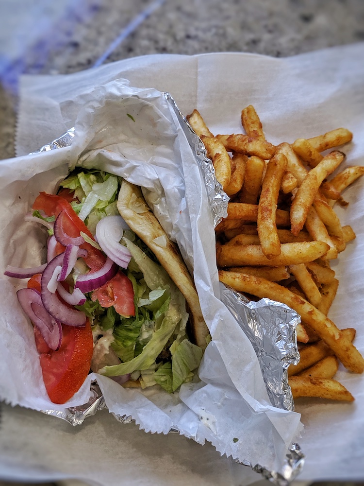 Gyro wrap and fries combo at Ali Mediterranean Grill in Ocala, Florida
