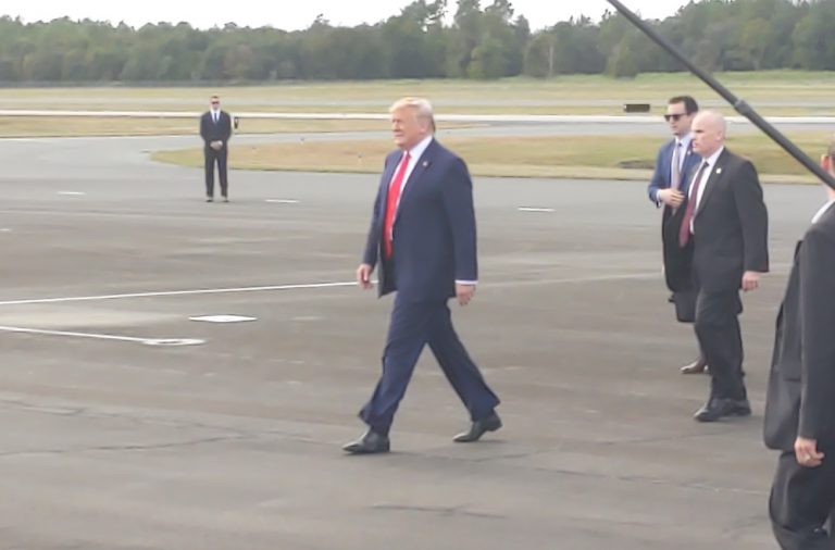 Mayor, Marion County Chair, supporters greet President Trump at Ocala International Airport
