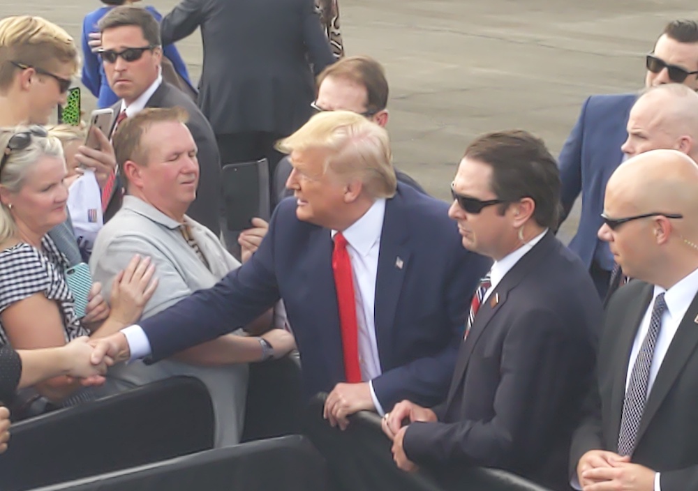 President Donald J Trump greets supporters at the Ocala International Airport