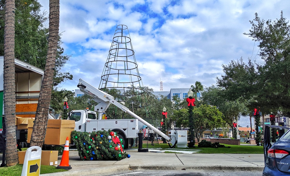 Holiday decorations at Ocala Downtown Square