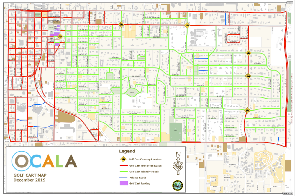 Golf Cart Map of Ocala, Florida