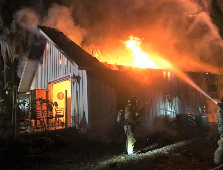 Marion County firefighters battle roaring blaze at Reddick residence