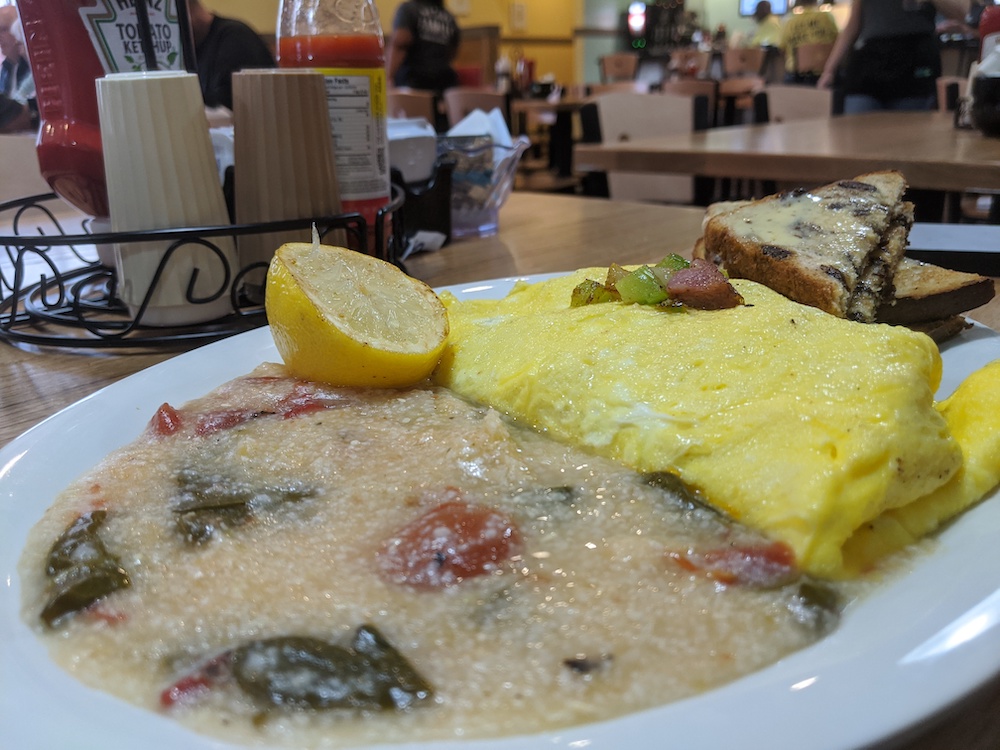 Shrimp and grits omelette at Market Street at Heathbrook in Ocala, Florida