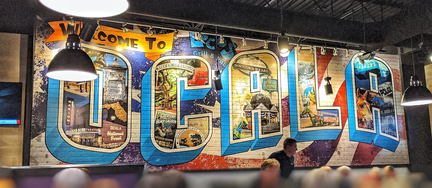 Welcome to Ocala mural at Locos Grill & Pub