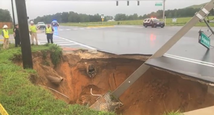 Vehicle flips after massive sinkhole opens up on busy Marion County roadway