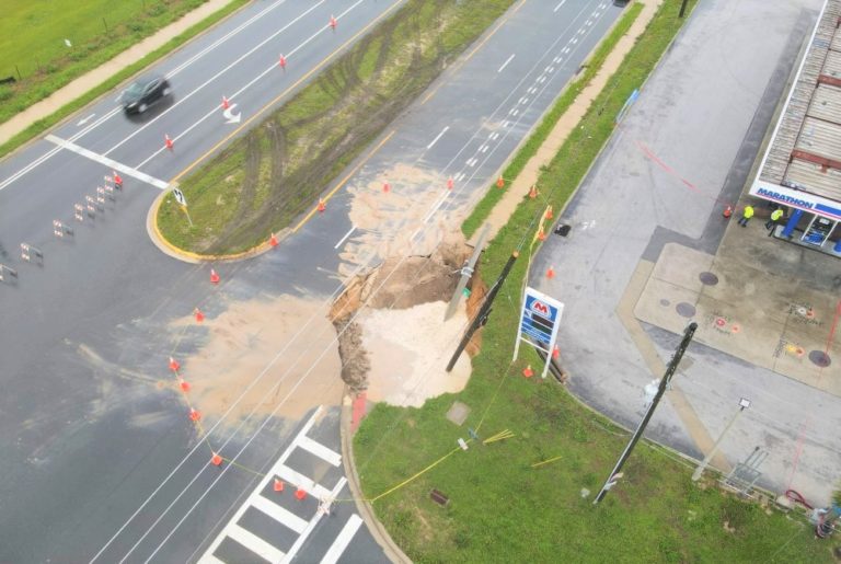 Work to repair massive sinkhole continues at busy Marion County intersection