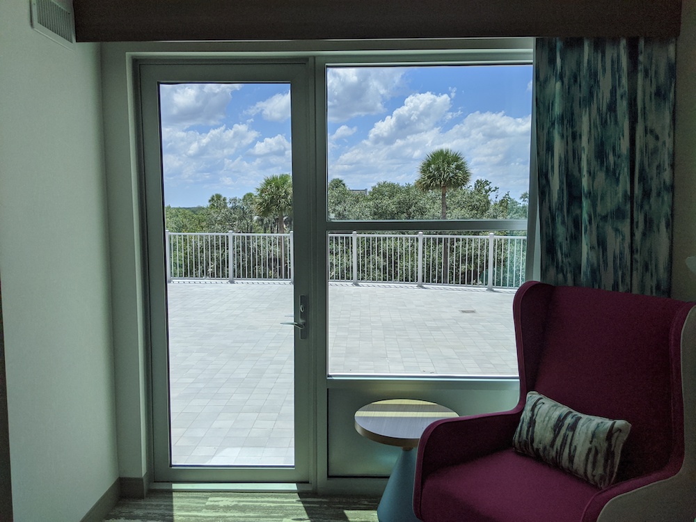 One of the rooms that shares a patio overlooking downtown Ocala