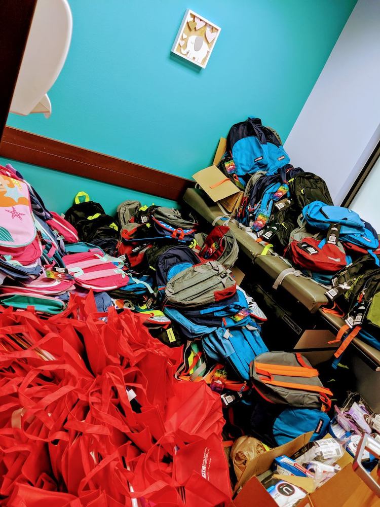 Backpacks distributed by Kids Health Alliance