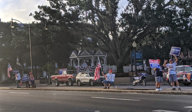 Supporters gather in downtown Ocala on behalf of President Trump