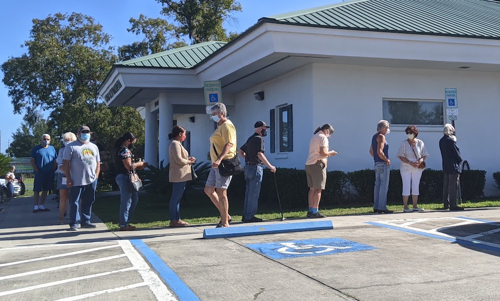 Voters lined up at Deputy Brian Litz building along SW Hwy 200 in Ocala, Florida