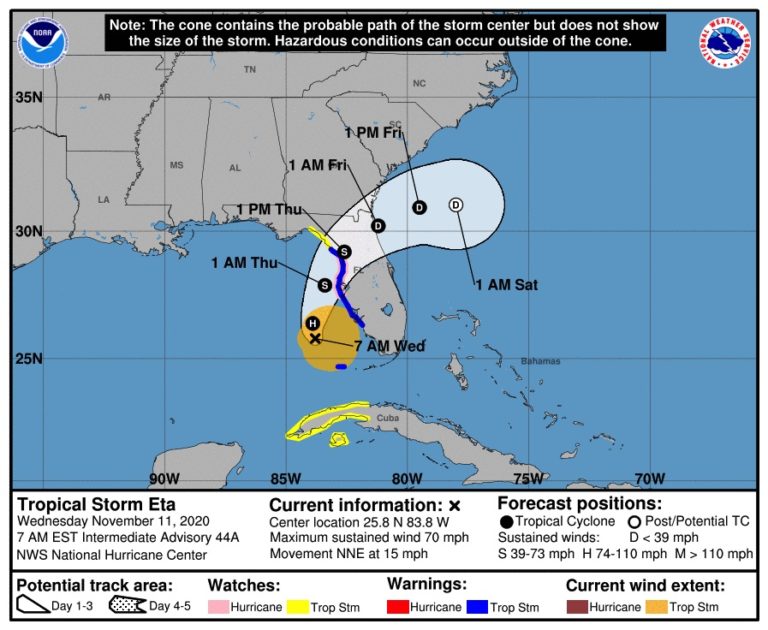 Tropical Storm warning issued for Ocala area as Hurricane Eta nears landfall