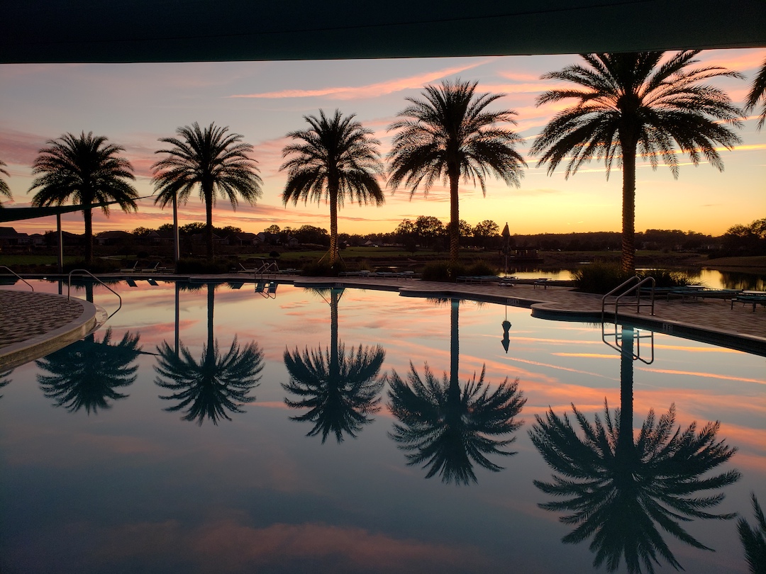 Beautiful Sunset At The Clubhouse Pool At Ocala Preserve
