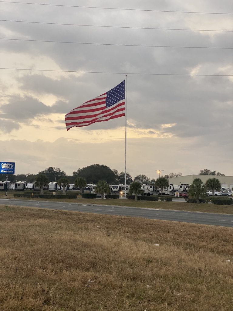 American Flag Blowing In The Wind On U.S. Hwy. 441 In Summerfield