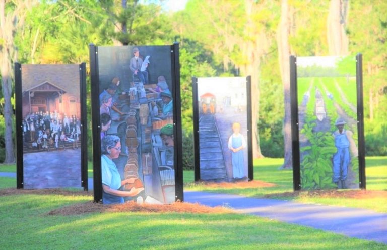 Double-sided legacy mural panels installed at Scott Springs Park