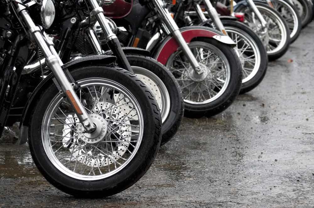 Motorcycles parked
