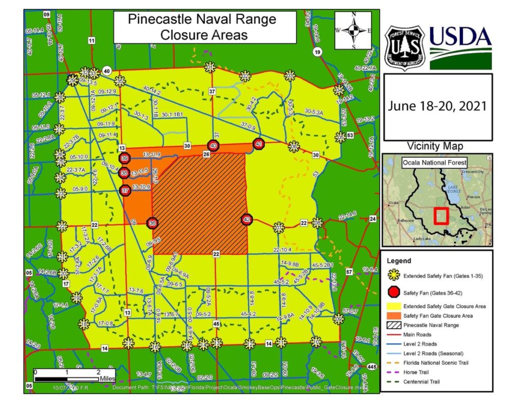 Pinecastle Naval Range Closure Areas