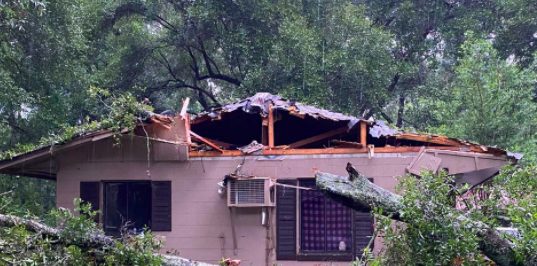Home roof destroyed during storm