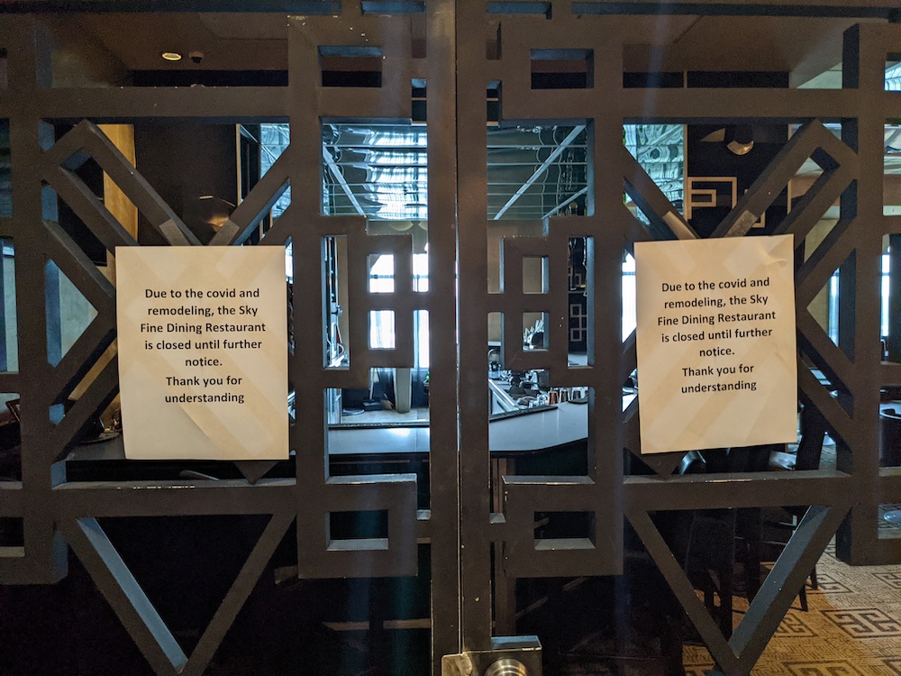 Sky Fine Dining Restaurant closed until further notice Sky Fine Dining Restaurant closed until further notice