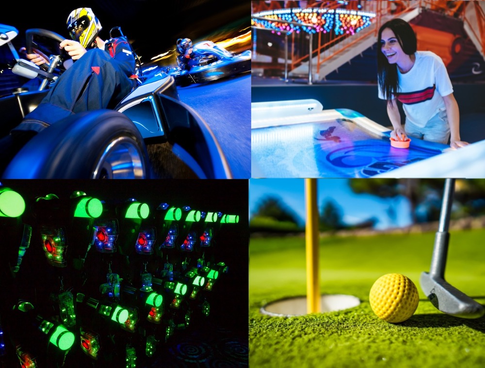 Adult and young adult activities including go karts mini golf laser tag