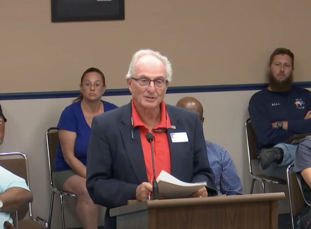 Gary White at the Marion County School Board meeting on August 24