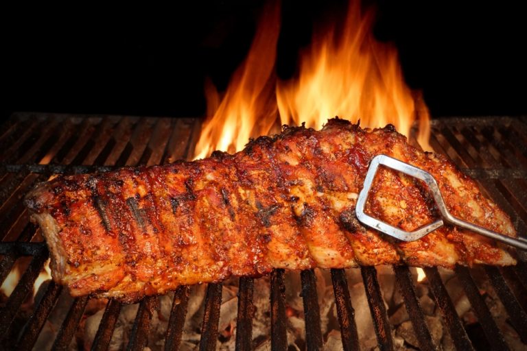 Barbecue ribs on a grill