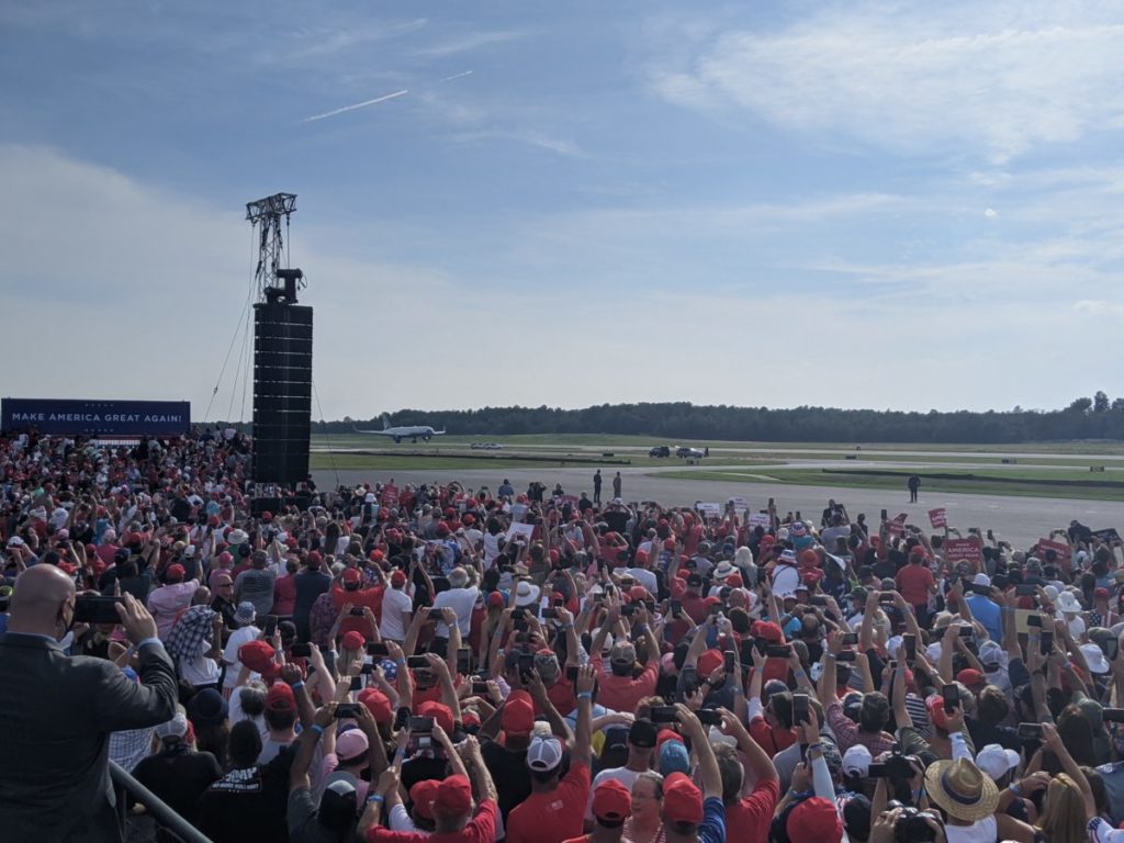 Crowd awaiting Air Force One at Ocala International Airport