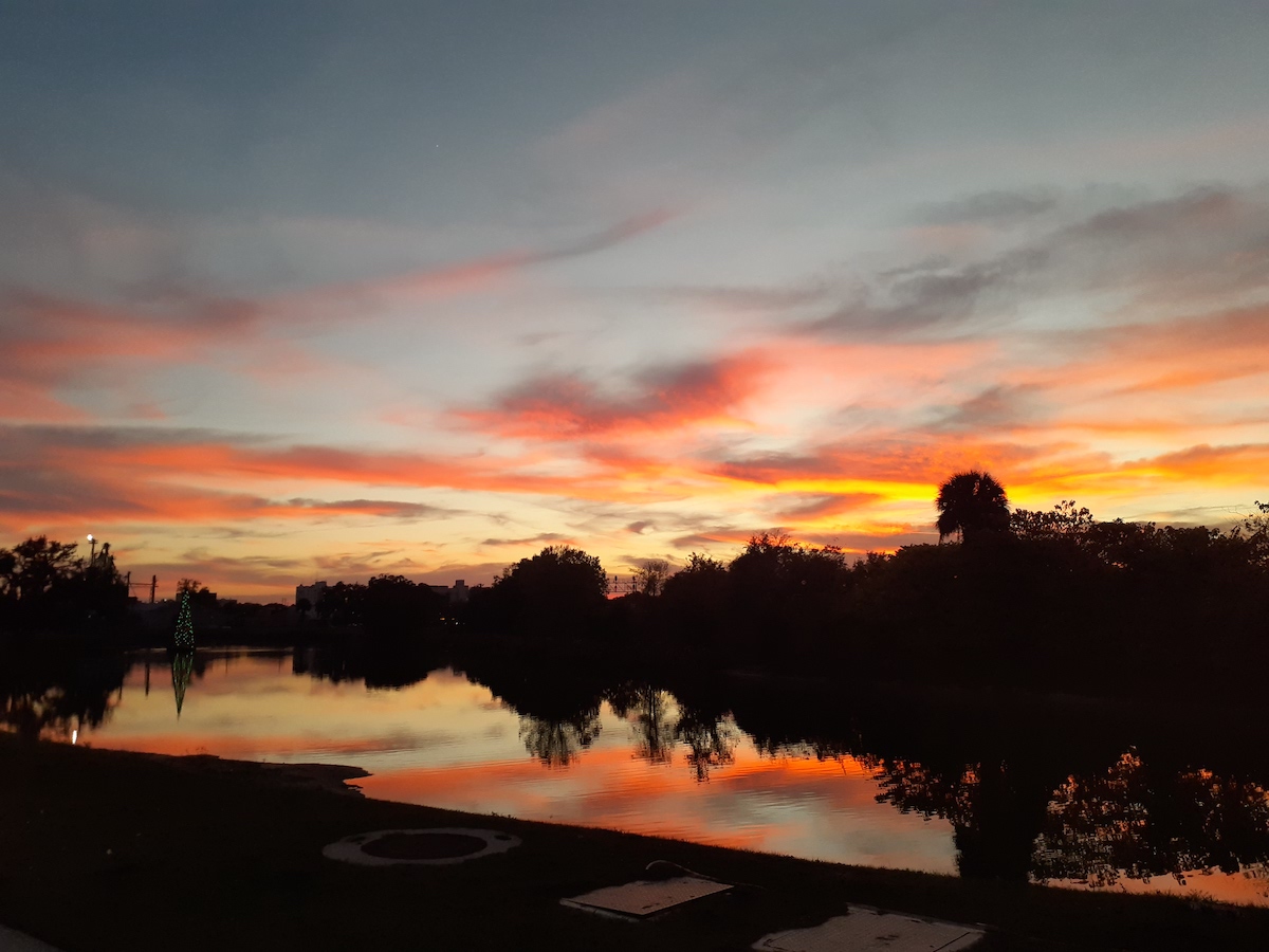 Gorgeous Holiday Sunset Over The Pond At Tuscawilla Park In Ocala