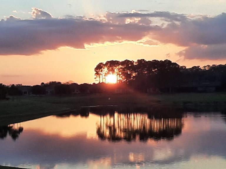 Gorgeous Sunset Over Sandalwood Pond At Stone Creek In Ocala