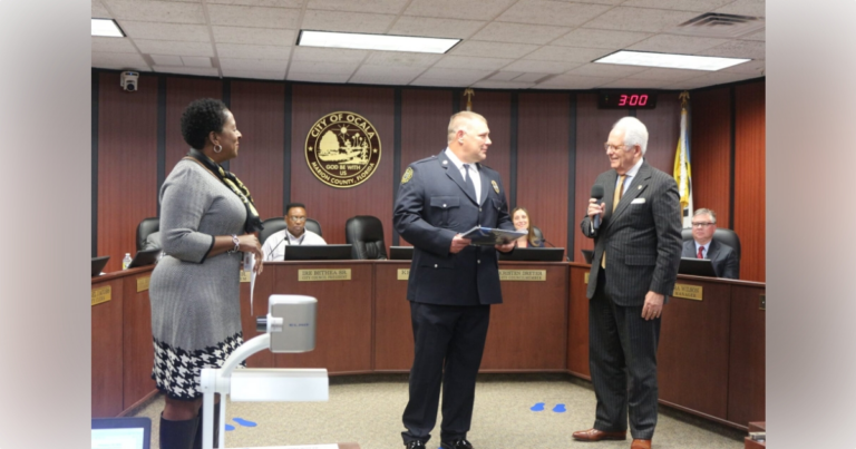 OFR Captain Brett Ortagus receives service award at city council meeting