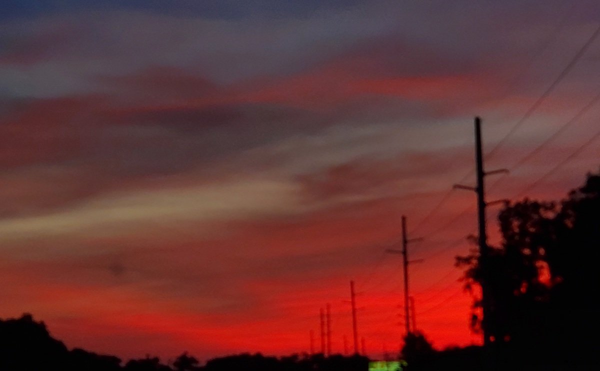 Fiery Red Sunset Over Maricamp In Ocala