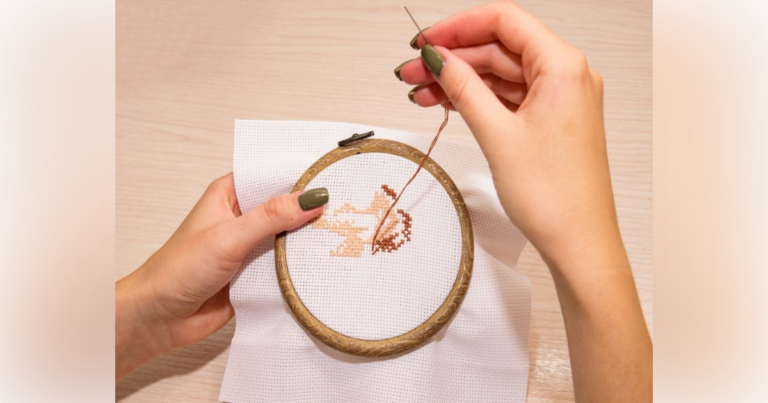 Cross-stitch class being held at Fort King National Historic Landmark
