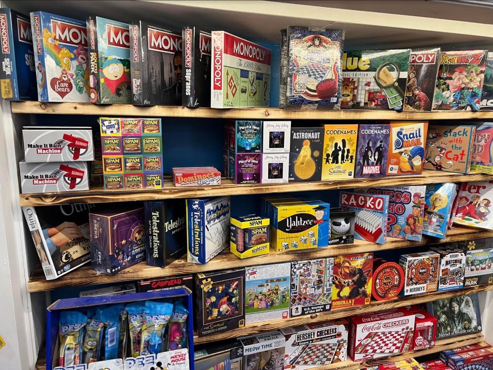 Grandpa Joes Candy Shop shelf with boardgames resized