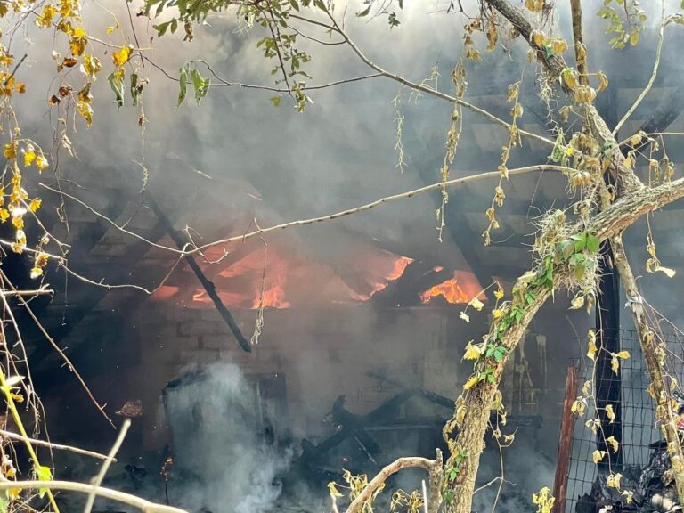 Abandoned structure catches fire on NW Blitchton Road