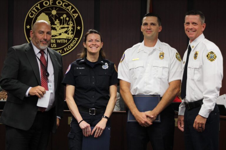 Life Saving Award presented to Ocala Fire Rescue Captain, Dixie County EMT