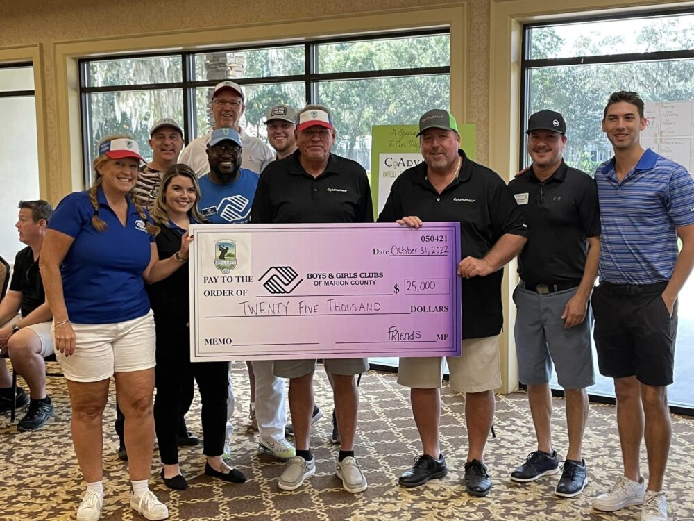 Boys and Girls Club of Marion County 25000 check 5th annual golf tournament