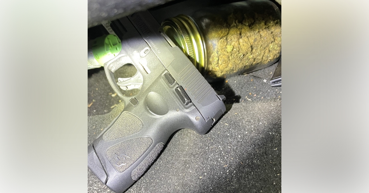 Traffic stop for tint violation leads to two arrests after officers find stolen gun marijuana