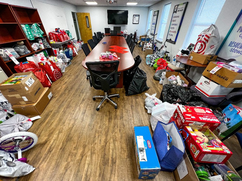 Dozens of Angel Tree gifts line the conference room in the Marion County Human Resources building on Wednesday December 7.