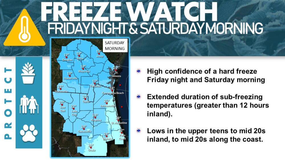 National Weather Service Freeze Watch Friday night and Saturday morning 12 23 22 and 12 24 22