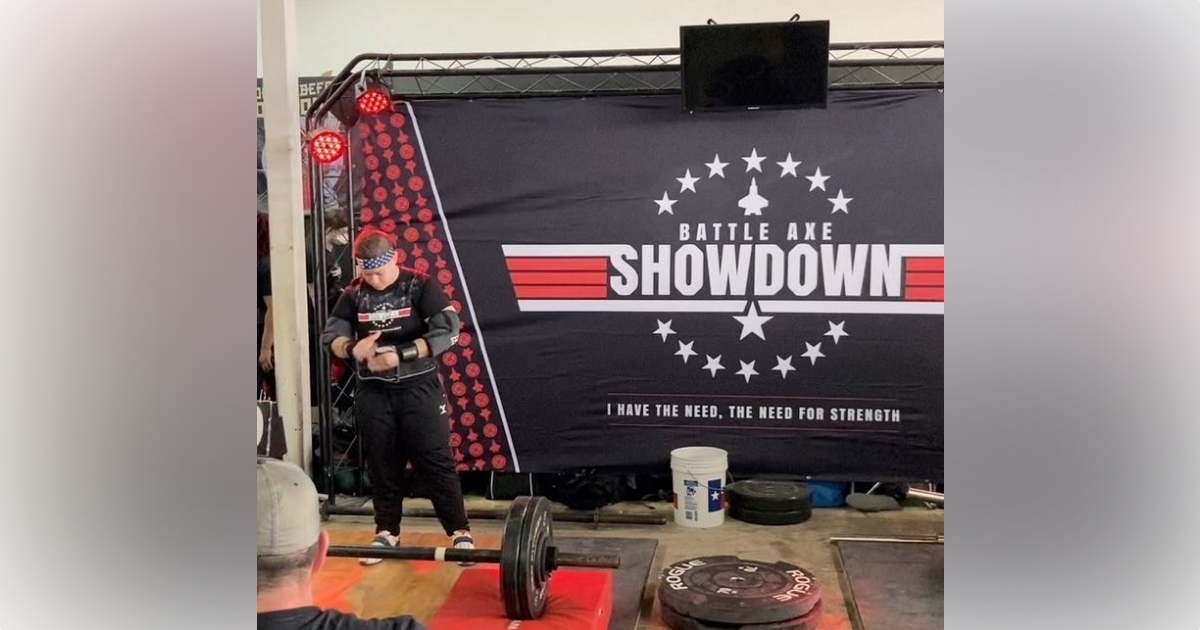Belleview Police Department Officer Jessica Galler competing in an event at the 2023 Battle Axe Barbell Showdown in Texas