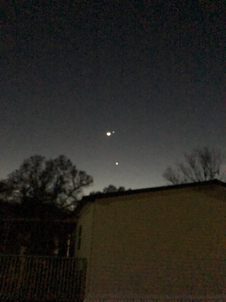 Moon, Venus And Jupiter In Night Sky Above Dunnellon