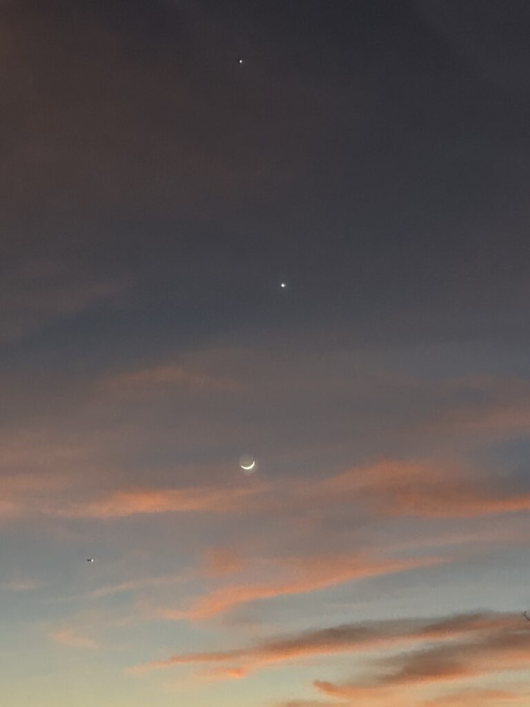 Moon, Venus And Jupiter In Night Sky Above Ocala