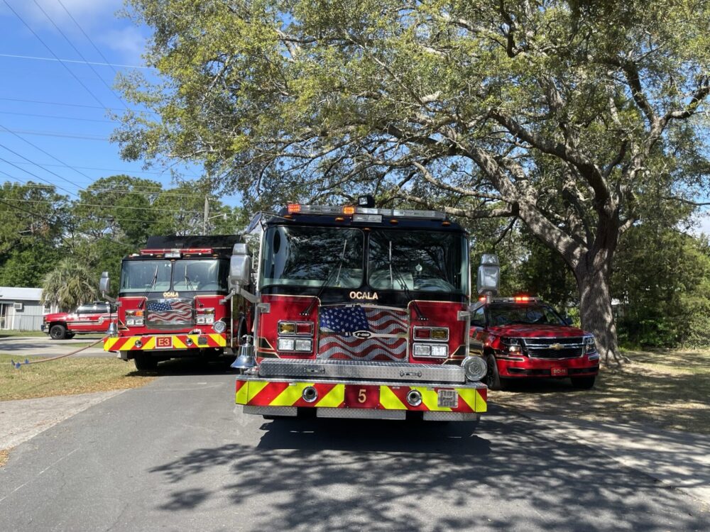 Ocala Fire Rescue garage fire April 4 2023 OFR units outside home
