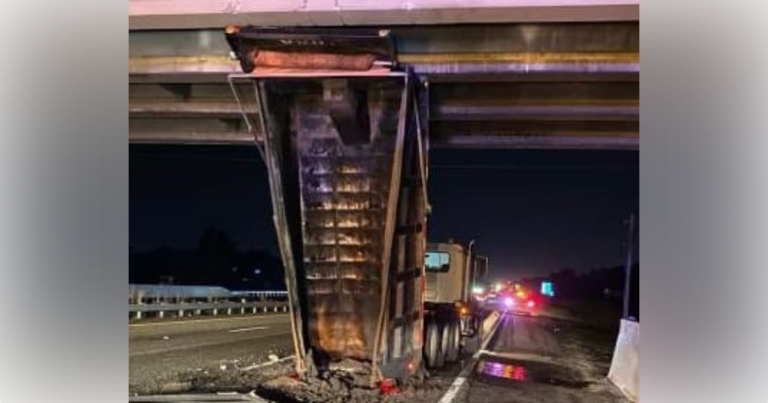 Dump truck strikes overpass on I 75 delays expected 2